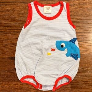 Victoria K Red and White Striped Shark Romper